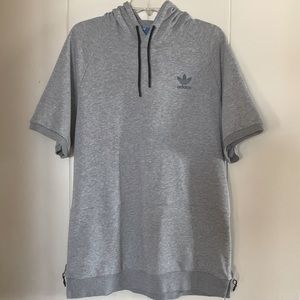 Adidas Sport Luxe Short Sleeve Hoodie Heather Gray Men’s Size Large